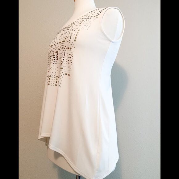 NWT Alfani white studded hi- low tank - Picture 2 of 2